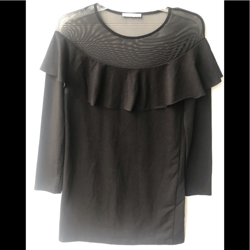 Zara Trafaluc Sheer Neck with Ruffles Dress